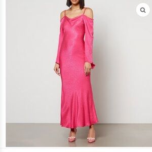 Never Fully Dressed Kiri Leopard Satin-Jacquard Midi Dress